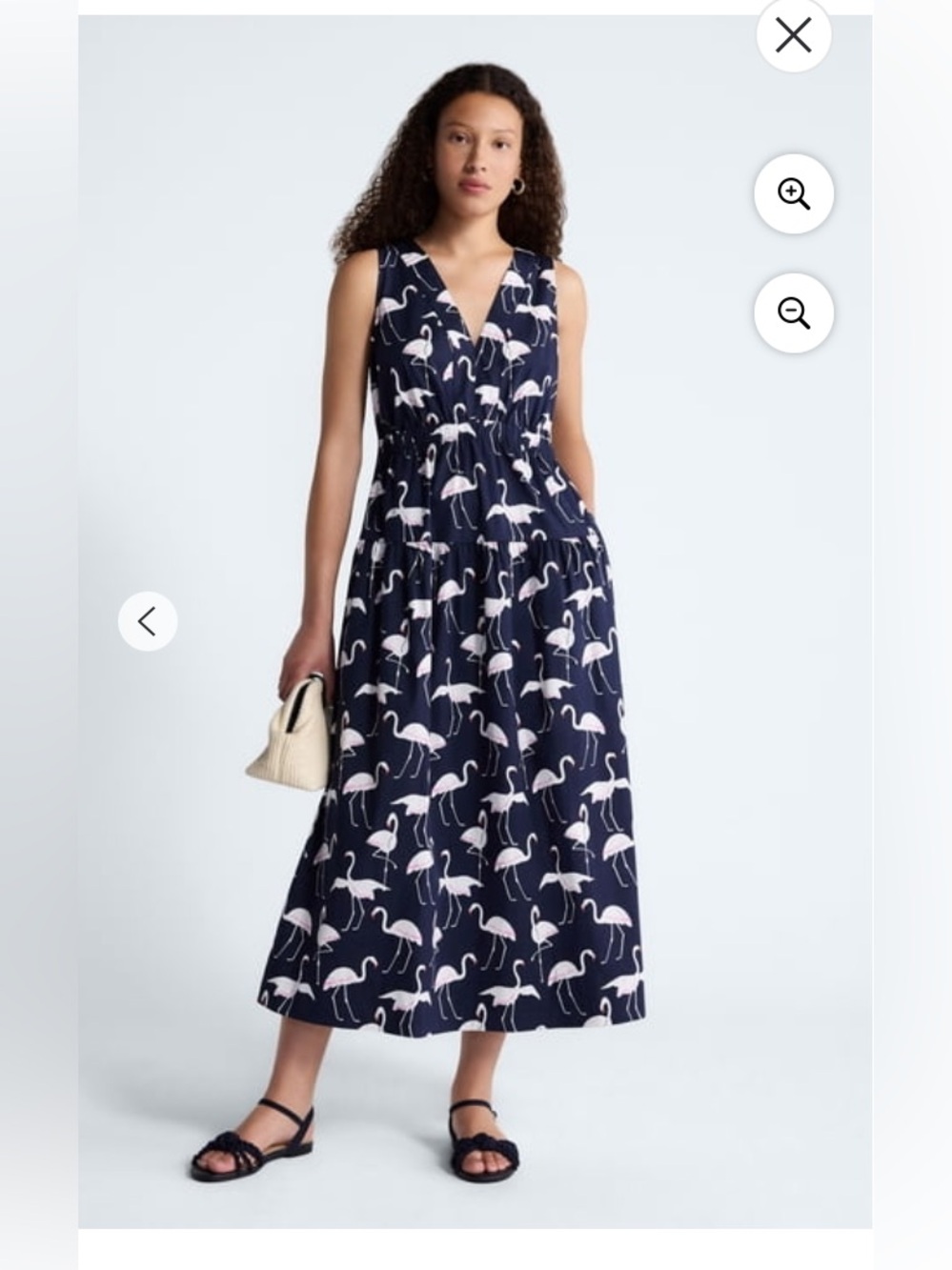 Free Assembly Sleeveless Navy Maxi Dress with Pink Flamingo Print